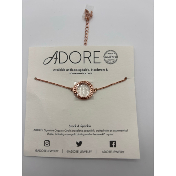 Adore Rose Gold Circle Bracelet Swarovski Crystal Stack & Sparkle NWT - Picture 5 of 6